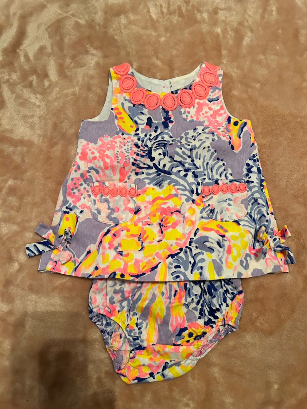 Lilly Pulitzer Coral, Yellow & Lavender Floral Baby Dress